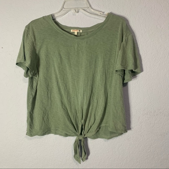Sundry Olive Green Front Tie Short Sleeve Tee - Picture 1 of 5